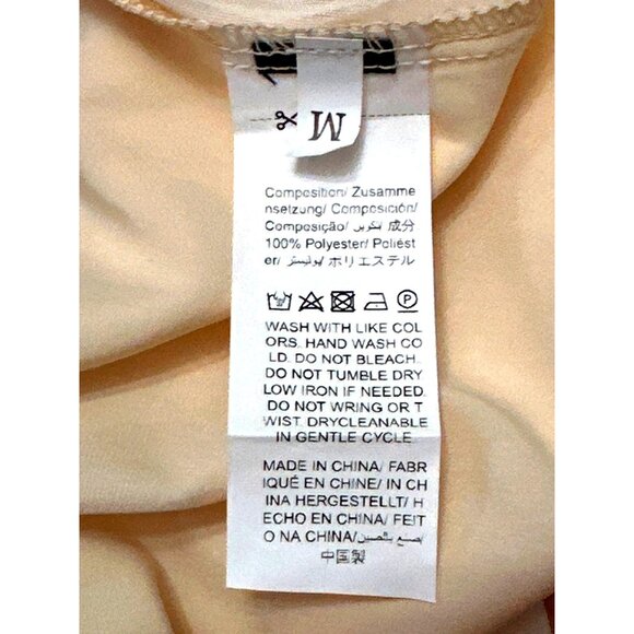 CCC Sheer Beige White Sleeveless Halter Blouse Leaf Pattern Button Up Front Med - Picture 7 of 8